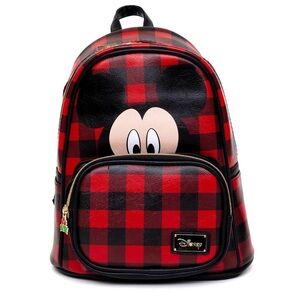 Disney Red and Black Checkered Mickey Backpack